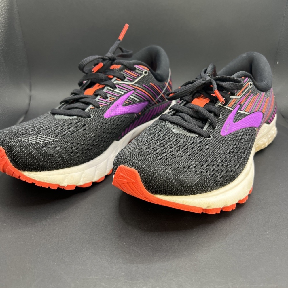 Brooks Adrenaline GTS 19 Women's Running Shoes Sz 8B Black Purple Sneakers